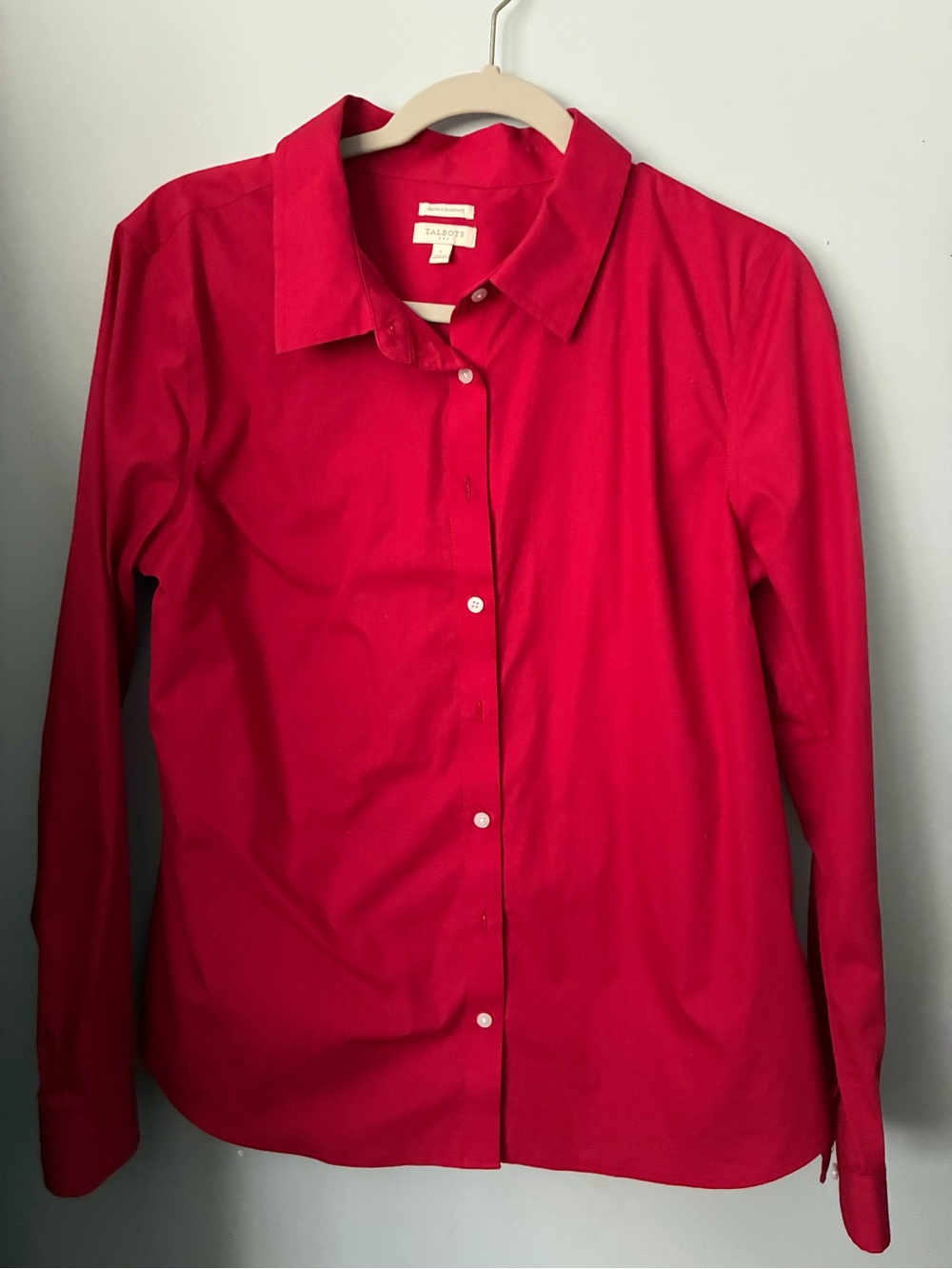 Talbots Red Long-Sleeve Button-Down Shirt